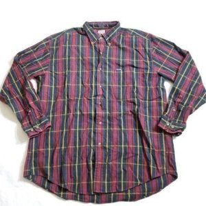 VINTAGE Faconnable Plaid Button Shirt Mens XL Long Sleeve